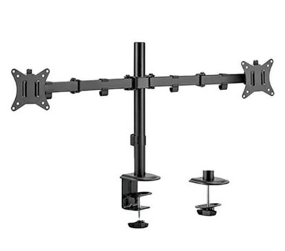 Brazo Soporte Ergonómico para 2 Monitores Tipo VESA 17-32" FIJO Y CLIP CABLES