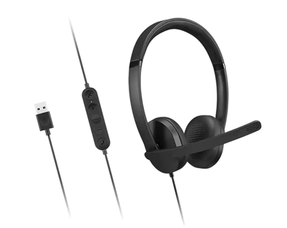 Diadema Lenovo Stereo con Micrófono Gen 2 USB-A Negra