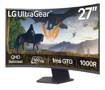 Monitor Curvo Gamer LG 27" UltraGear QHD VA 180Hz 1ms